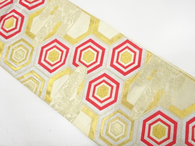 JAPANESE KIMONO / ANTIQUE FUKURO OBI / WOVEN KIKKO PATTERN